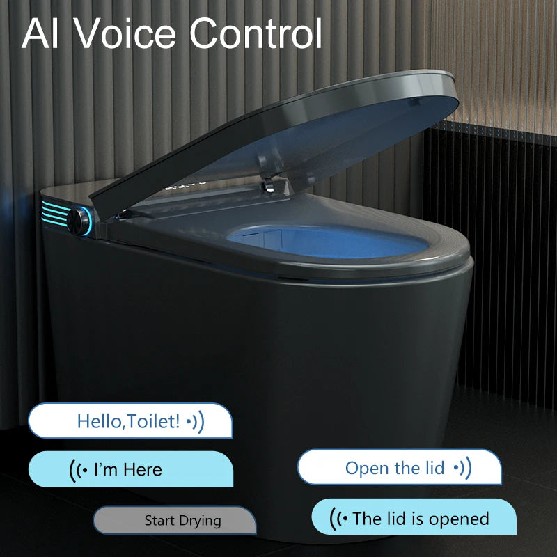 Elongated Smart Toilet with Built-in Bidet, Heated Seat, Adjustable Warm Water, Air Drying, and Voice-Controlled Remote