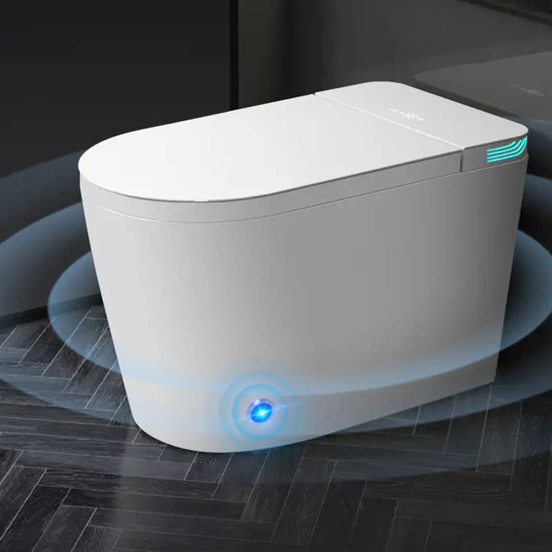 Elongated Smart Toilet with Built-in Bidet, Heated Seat, Adjustable Warm Water, Air Drying, and Voice-Controlled Remote