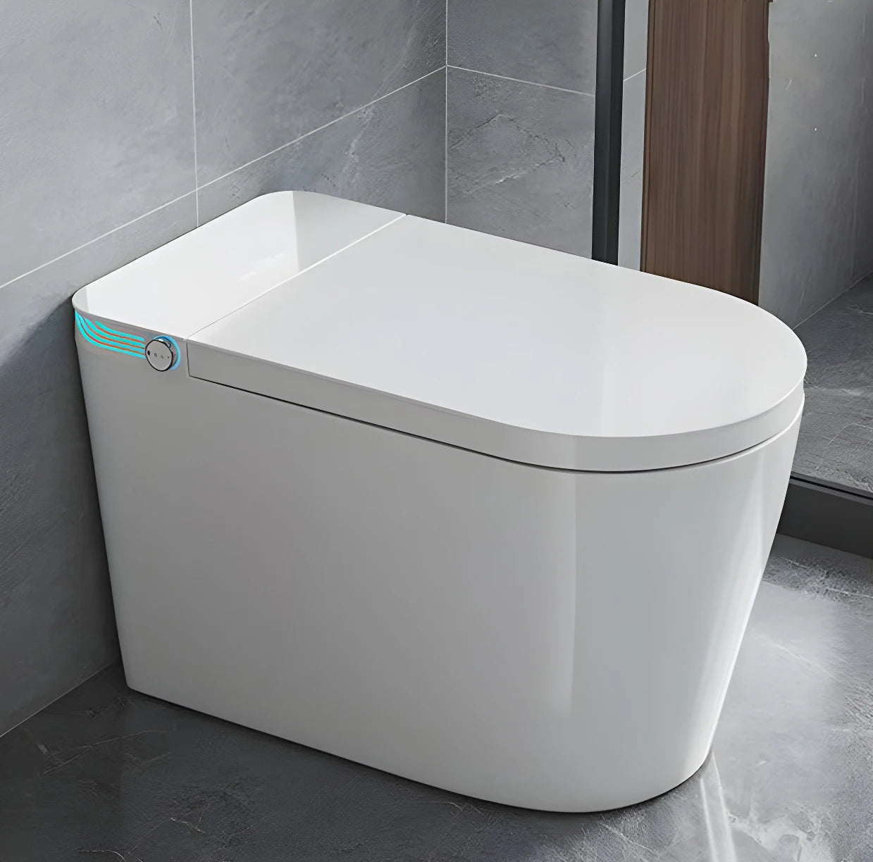 Elongated Smart Toilet with Built-in Bidet, Heated Seat, Adjustable Warm Water, Air Drying, and Voice-Controlled Remote