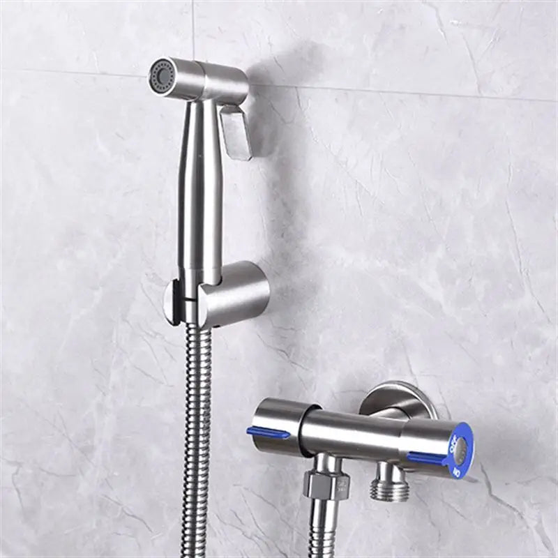 BAOKEMO Stainless Steel Bidet Sprayer Set with Two-Way Faucet and 1.5M Flexible Hose