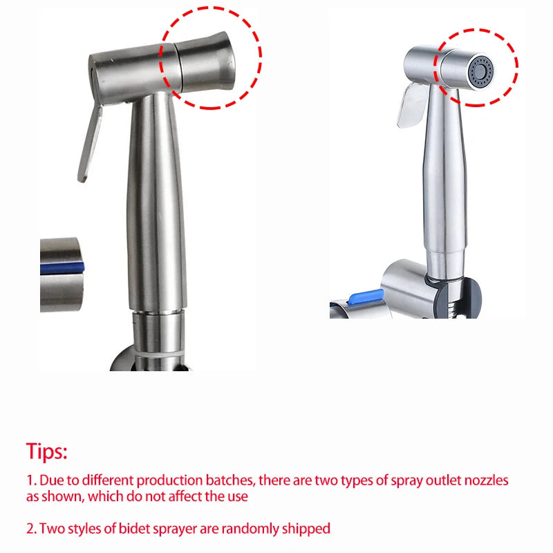 BAOKEMO Stainless Steel Bidet Sprayer Set with Two-Way Faucet and 1.5M Flexible Hose