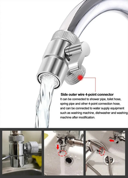 Faucet Splitter & Diverter Valve - Kitchen and Bathroom Tap Connector for Bidet, Shower, and Sink