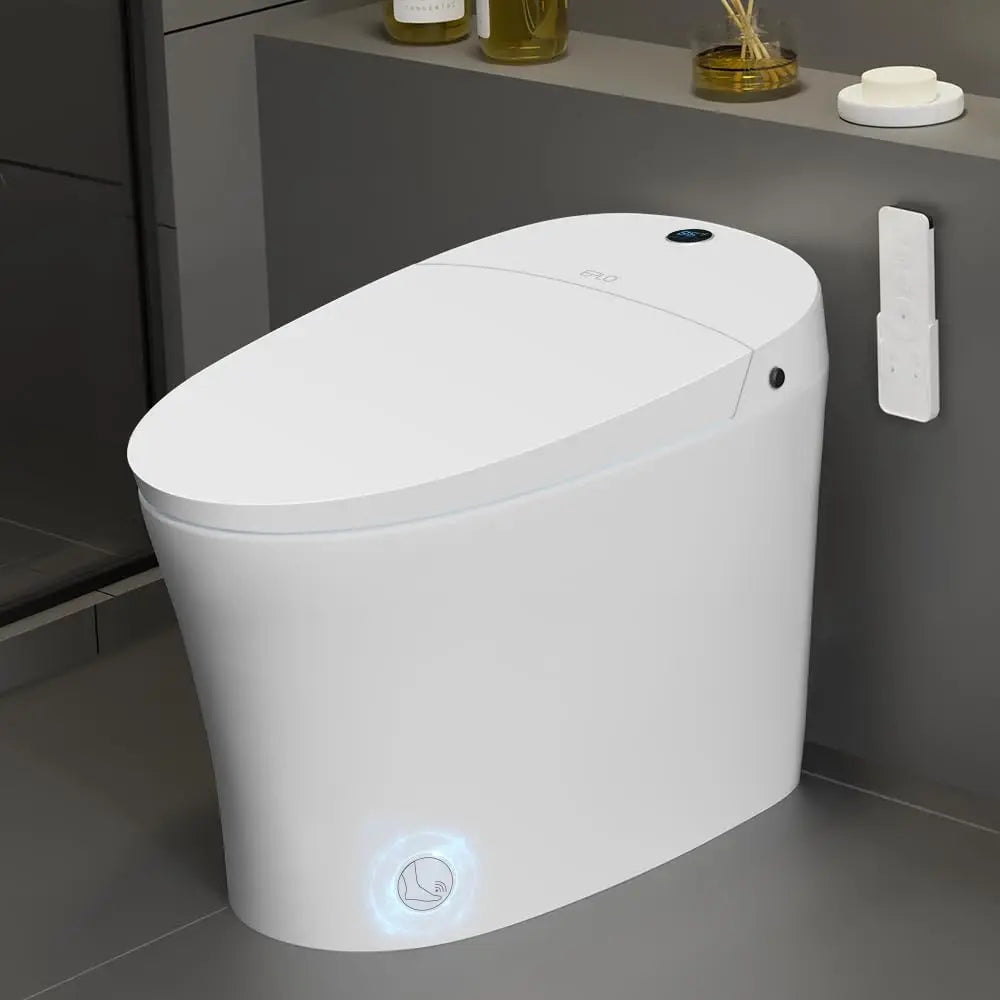 Smart Toilet, Modern Elongated Toilet with Warm Water and Dual Auto Flush Foot Sensor Operation, Heated Bidet Seat, Toilet Smart