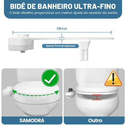 SAMODRA Non-Electric Bidet Attachment - Dual Nozzle for Front & Rear Cleaning