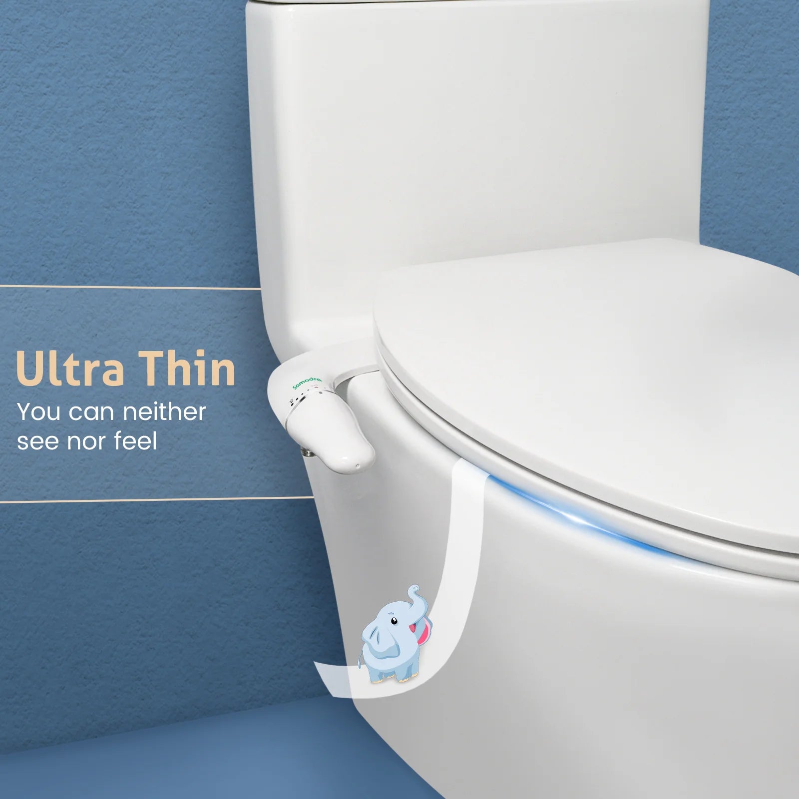 SAMODRA Ultra Slim Bidet Attachment for Toilet Seat - Dual Nozzle, Adjustable Water Pressure, Non-Electric Sprayer