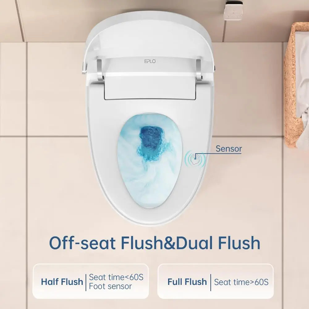 Smart Toilet, Modern Elongated Toilet with Warm Water and Dual Auto Flush Foot Sensor Operation, Heated Bidet Seat, Toilet Smart