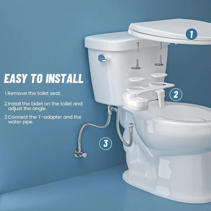 SAMODRA Non-Electric Bidet Attachment - Dual Nozzle for Front & Rear Cleaning