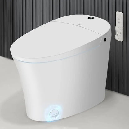 Smart Toilet, Modern Elongated Toilet with Warm Water and Dual Auto Flush Foot Sensor Operation, Heated Bidet Seat, Toilet Smart