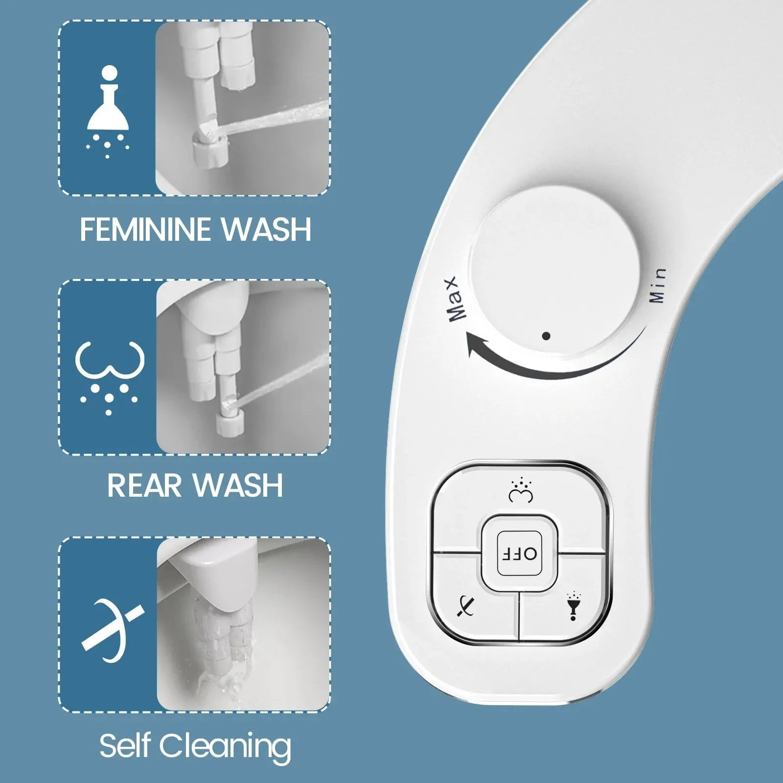 SAMODRA Non-Electric Bidet Attachment - Dual Nozzle for Front & Rear Cleaning