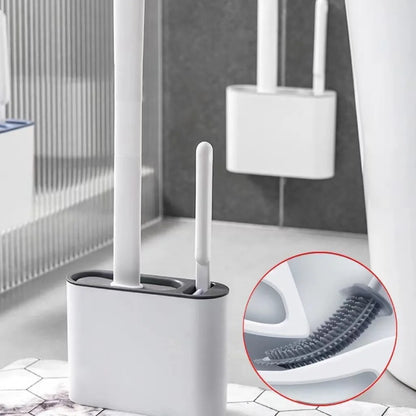 Silicone Toilet Brush Set - Wall-Mounted, Hygienic, and Durable Cleaning Tool