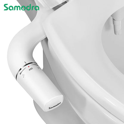 SAMODRA Bidet Attachment Ultra-Slim Toilet Seat Attachment Dual Nozzle Bidet Adjustable Water Pressure Non-Electric Sprayer