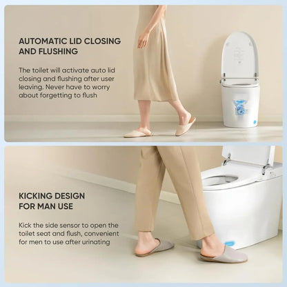 Smart Elongated Floor-Mounted Bidet Toilet - Ceramic & Polypropylene