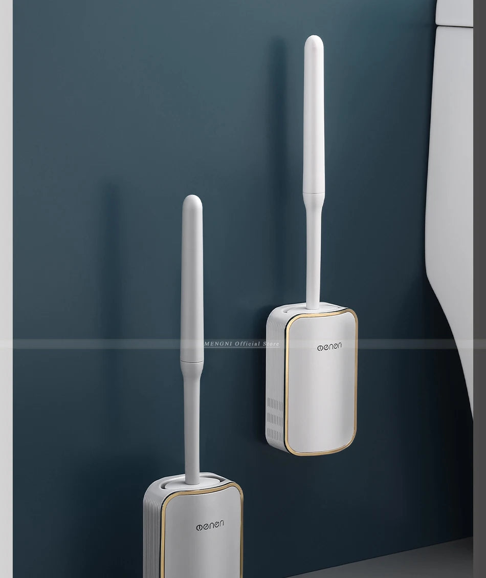 MENGNI Luxury Wall-Mounted Toilet Brush - Quick Draining Bathroom Cleaning Set