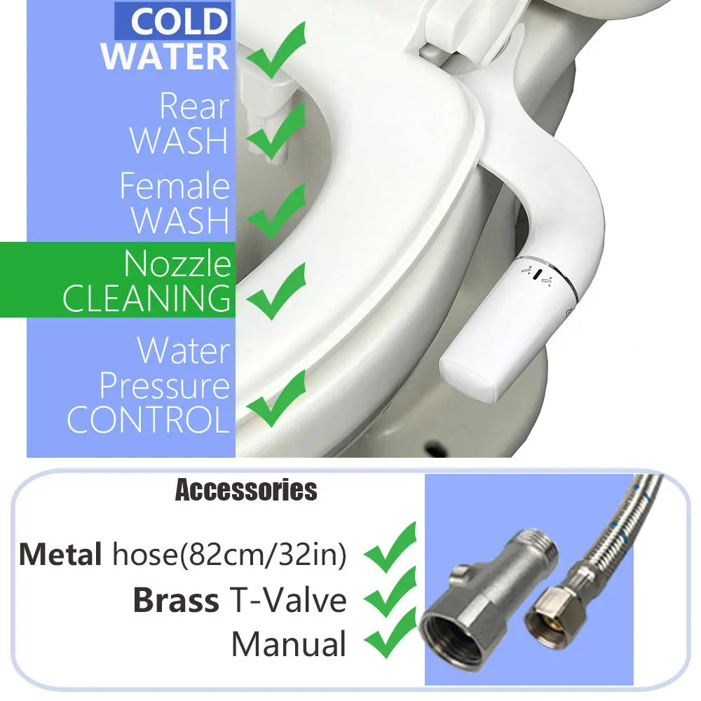 Left-Handed Bidet Attachment - Non-Electric Toilet Seat Sprayer for Left-Handers