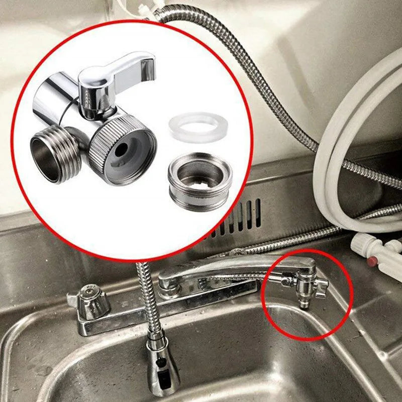 Faucet Splitter & Diverter Valve - Kitchen and Bathroom Tap Connector for Bidet, Shower, and Sink