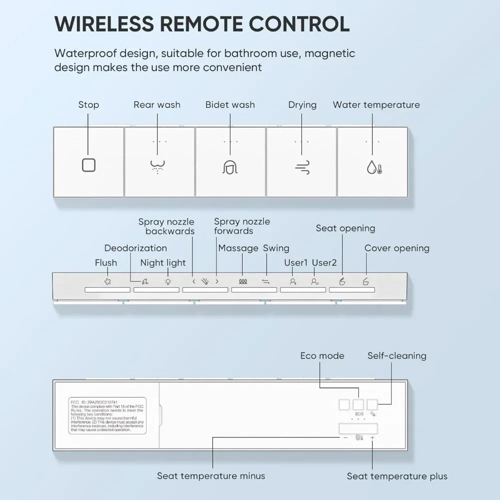 Smart Elongated Floor-Mounted Bidet Toilet - Ceramic & Polypropylene