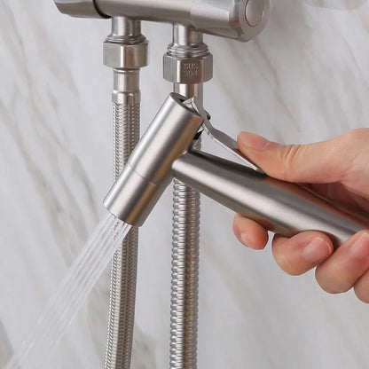 Handheld Stainless Steel Bidet Sprayer - Portable Toilet Spray Gun for Bathroom Cleaning and Hygiene