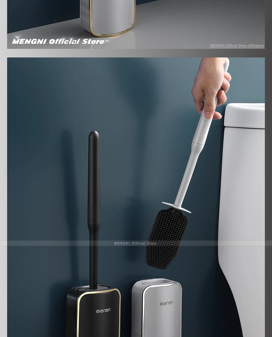 MENGNI Luxury Wall-Mounted Toilet Brush - Quick Draining Bathroom Cleaning Set